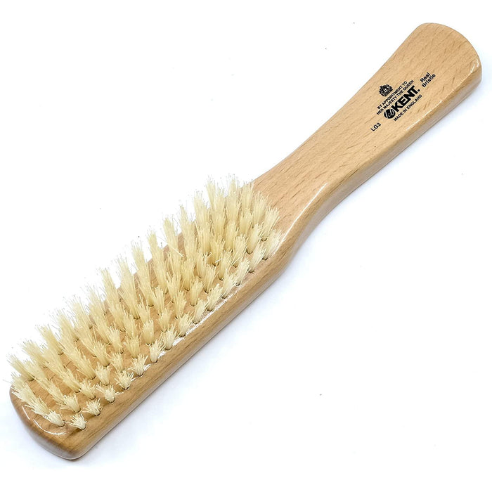 Kent LG3 Ladies Flat Narrow 100% White Bristle Hair Brush